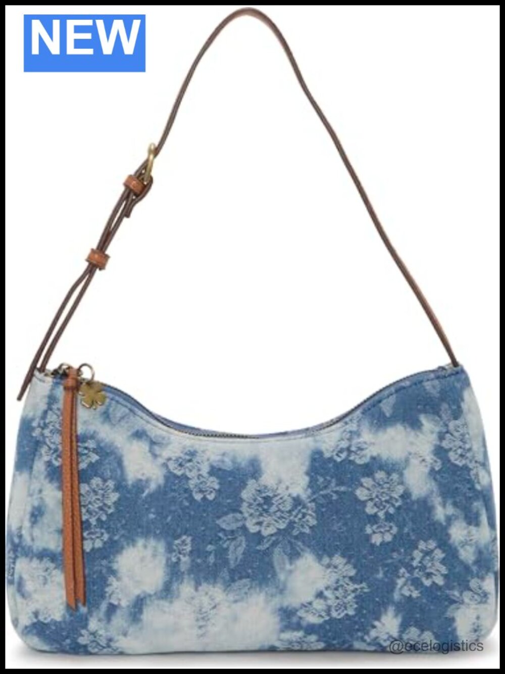 Cotton Hobo Shoulder Bag with Zipper Closure